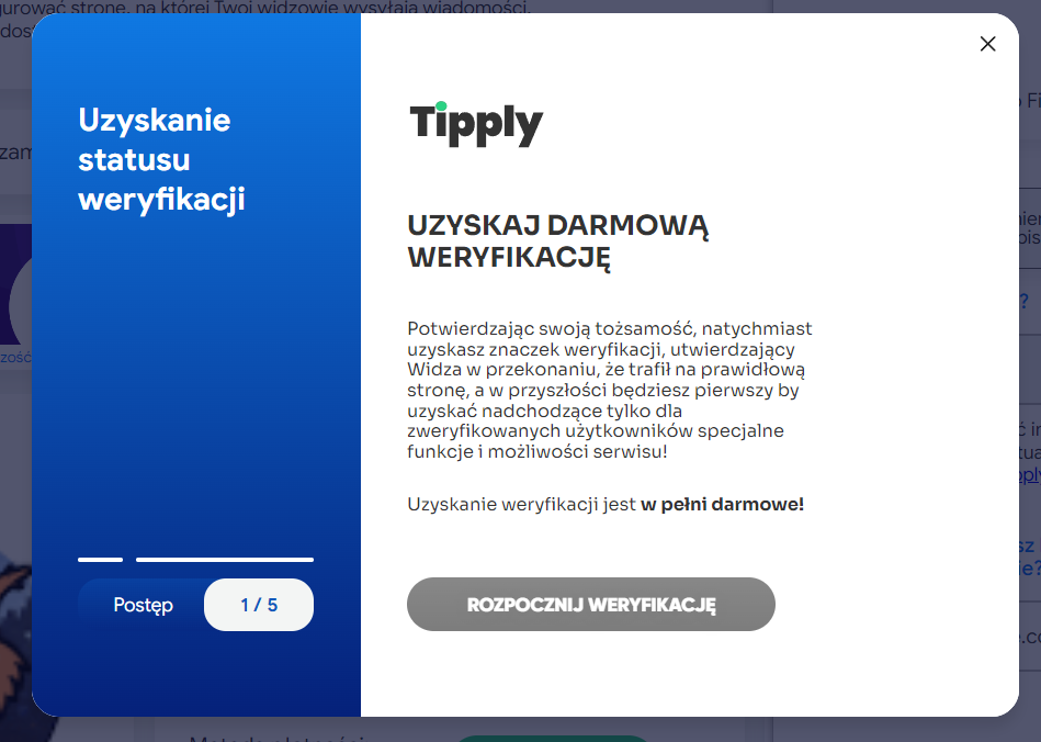 Moduł wyświetlany przy rozpoczęciu weryfikacji tożsamości